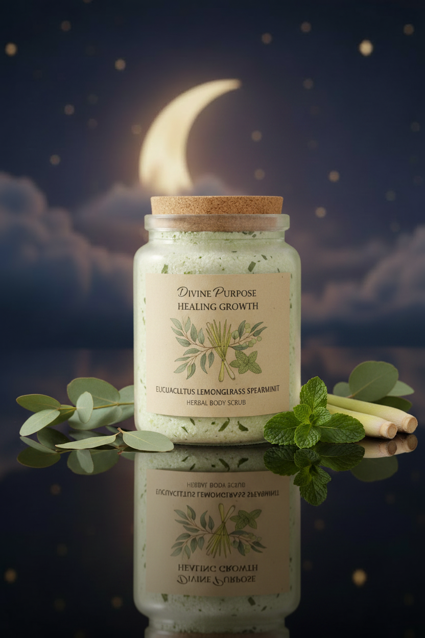 Divine Purpose Healing Growth - Eucalyptus Lemongrass Spearmint Herbal Body Scrub