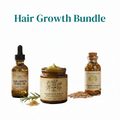 "Hair Growth Bundle by Divine Purpose Healing — Hair Growth Herbal Oil, Dandruff & Fungus Herbal Healing Balm, and Fenugreek & Rosemary Hair Growth Oil on a white background"